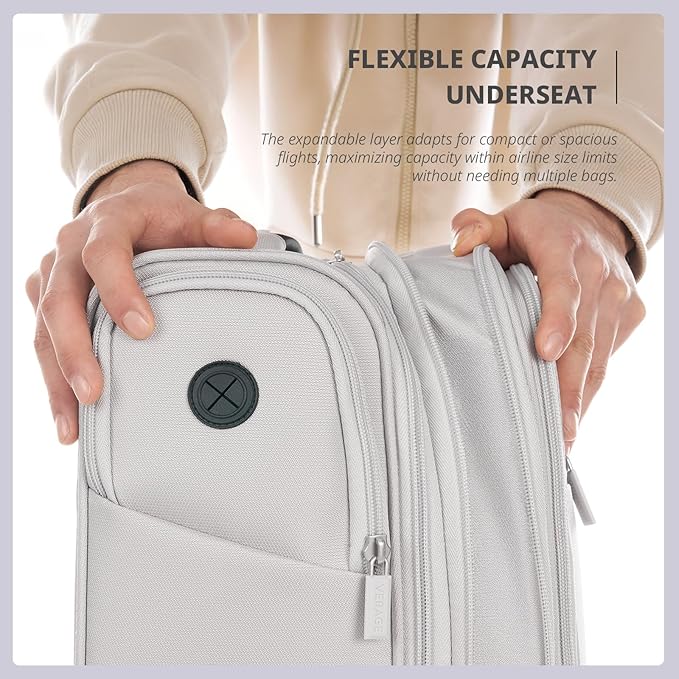 Verage Carry On Underseat Luggage with 2 Wheels & USB Port, 16 Inch Cloud Gray Wheeled Spinner Bag Carry-on Luggages for Airlines, Lightweight Suitcase Men Women, Pilots and Crew