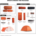 Triphyr Backpacking Tent with F-Nexus Extension 2-Person Combo, Attachable Extension Shelter, Lightweight 2 Person Tent for Backpacking Camping Hiking & Biking