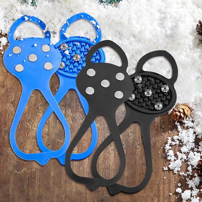 Syhood 2 Pairs Non Slip Gripper Spikes Ice Cleats Snow Traction Cleats Crampons for Women Men Walking Running on Snow Ice