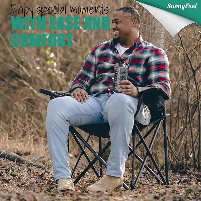 UNNYFEEL Oversized Folding Camping Chair 500 LBS Heavy Duty Lawn Chairs with Portable Folding with Armrest, Cup Holder, Pocket ＆Bag for Outdoor Camping/Beach/Travel/Picnic/Fishing