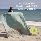 WETCAT Turkish Beach Blanket Sandproof (82"x82") 100% Turkish Cotton, Made in Turkey - Sand Free, Ultra Soft, Extra Large Throw for Picnic – Beige