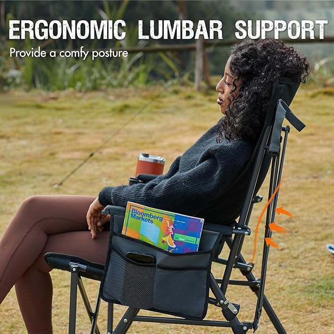 Portal Camping Chair with Lumbar Support for Adults Folding Portable High Back Oversized, 400LBS