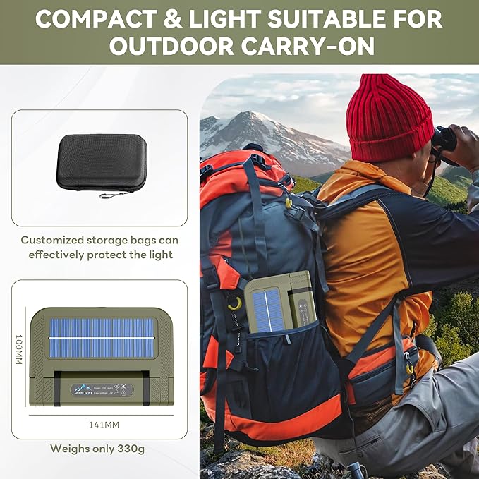 Solar Camping Light Rechargeable with Magnet, 0.73lbs, 5000mAh Battery with 3.94 ft Stand, 2400 Lumens Cordless Outdoor Lamp, Dimmable Light for Emergency, Camping, Hiking