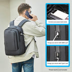 FENRUIEN Business Travel Backpack, Expandable Computer Backpack with USB Port, Gray Laptop Backpack 15.6 Inch for College/Work