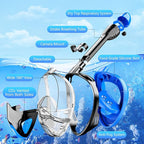 Full Face Snorkel Mask for Adults Teen, Snorkeling Gear with Detachable Camera Mount,Panoramic 180° View, Anti-Fog Anti-Leak Snorkling Set for Man and Women