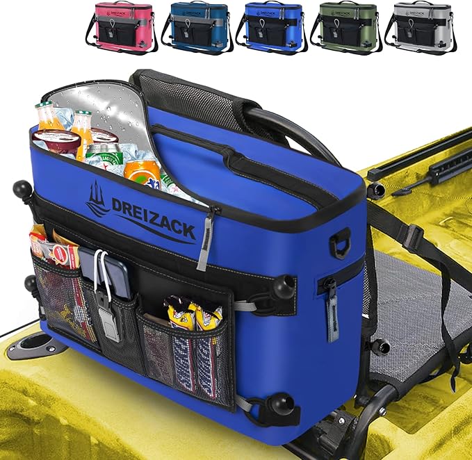 Dreizack Kayak Cooler Behind Seat, Waterproof Cooler for Kayaking,Paddle Board Cooler Compatible with Lawn-Chair Seat Kayak Accessories Cooler Bag Kayak Cooler Tow Behind for Camping Fishing
