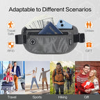 Slim Money Belt for Travel - Anti-Theft Hidden Passport Holder Waist Wallet with Secure Pouch for Cash, Credit Cards (Small Grey)