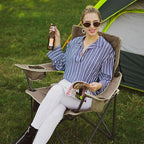 SUNNYFEEL Oversized Folding Camping Chair 500 LBS Heavy Duty Lawn Chairs for Adults Blue Portable Folding with Armrest, Cup Holder, Pocket ＆Bag for Outdoor Camping/Beach/Travel/Picnic/Fishing