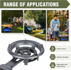 Bestfire 13" Single Propane Burner Stove 90,000 BTU Cast Iron Portable Outdoor Burner with 0-20 PSI Adjustable Regulator and 4ft Hose Perfect for Outdoor Wok Cooking