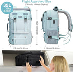 PIJUSHI Travel Backpack for Women Carry on Luggage Backpack Flight Approved Convertible Duffle Bag Fit 16 Inch Laptop(PE037 Blue)