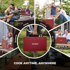 CAMPLUX Safari 2 Burner Propane Camping Stove 20,000 BTU, Portable 2 Burner Propane Camping Grill Stove with Foldable Legs, Push-Button Ignition, CSA Certified Regulator & Hose for Outdoor Cooking