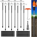 8 Pieces Trampoline Stakes Heavy-Duty: 10 Inch Metal Stake Safety Ground Anchor - for Trampoline/Camping Tent/Canopies/Carports/Sheds/Swing Sets