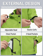 TACVASEN Men's Rain Jacket Lightweight Windbreaker with Hooded Water Resistant Outdoor Raincoat for Hiking Travel Camping