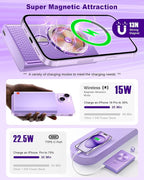 Kesguar Magnetic Portable Charger, 10000mAh 22.5W PD Super Fast Charging Wireless Power Bank. Ultra-Strong Magnet, USB C in&Out Battery Pack for Magsafe, iPhone 17/16/15/13/12 Pro Series, Purple
