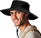 SUN CUBE Wide Brim Sun Hat Men Women, Fishing Hats Sun UV Protection, Mens Hiking Bucket Hat Safari Beach Boonie, UPF 50+