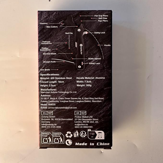 BIBURY 12 in 1Multitool Hammer with Snowflake Tool, Survival Gear Outdoor Multi Tool with Safety Lock, Hammer Multitool for Outdoor, Camping, Hiking,Husband, Boyfriend