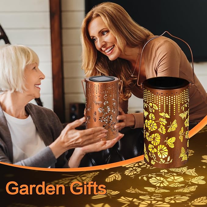 2Pack Butterfly Solar Light, Birthday Gift for Women, Men, Mother's Day, Thanksgiving, Christmas, New Year Gift. Outdoor Waterproof Lights Hanging Patio Garden Decoration, Outdoor Backyard