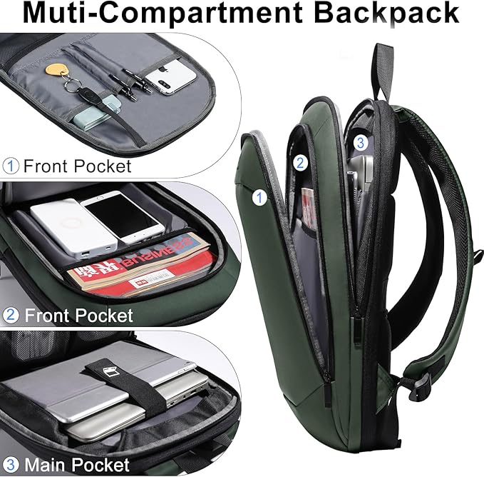 Slim Laptop Backpack for Men,Waterproof Expandable High Tech Business Work Backpack for Men and Women,15.6 Inch Lightweght Anti-theft Travel Backpack Durable College Casual Daypack Computer Laptop Bag