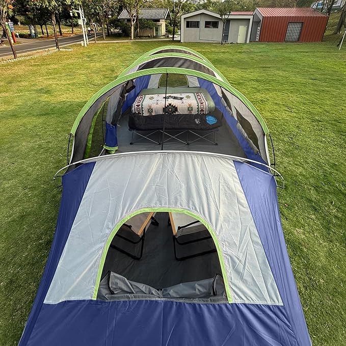CAMPROS CP Tent 12-Person-Camping-Tents,3 Room Family Tents,Waterproof Windproof Family Tent with Top Rainfly,6 Large Mesh Windows,Double Layer,Easy Set Up, Portable with Carry Bag-20' x 9' x 72"(H)