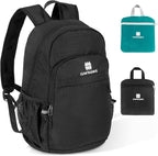 Lightweight Packable Small Hiking Backpack for Women Men - 20L Waterproof Foldable Daypack for Travel, Hiking, and Daily Use, Adjustable Chest Strap, Durable Nylon, Black
