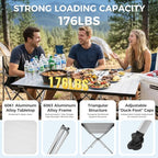 KingCamp Large Folding Camping Table Aluminum Roll Up Table Oversized Camp Table Stable Portable Outdoor Folding Table for Picnic Camping BBQ Backyard Party, 57.4''×31.4'' 6-8 Person,Support 176lbs