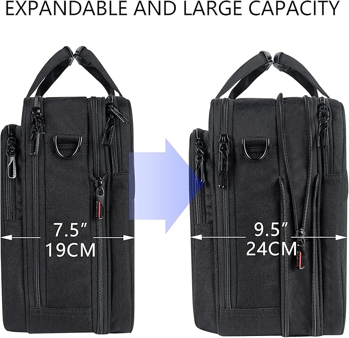 VANKEAN Laptop Briefcase Premium Laptop Case Fits Up to 17.3 Inch Business Shoulder Bag Laptop Expandable Water-Repellent Messenger Bag for Men/ Women Computer Bag for Travel/ Business/ Black