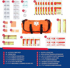 First Responder Trauma First Aid Kit Bag – Fully Stocked Emergency Medical Kit for Workplace, Vehicle & Home – OSHA & ANSI Compliant – Portable – Orange