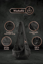 Noah & Paw Dog Sling Carrier for Small Dogs 3-10lb, Dog Sling for Small Dogs and Cats, Dog Carrier with Adjustable Padded Strap, Premium Twill, Lined with Fur, Double Safety Feature, Machine Washable