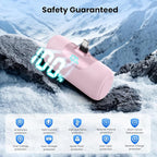[2 Packs]Mini Portable Charger for iPhone 17/16,5500mAh LCD Display USB C Power Bank,Fast Phone Charging Travel Pocket Size Battery Pack for iPhone 17/17 Pro Max/Air/16/15 Series,Android(Pink+Purple)