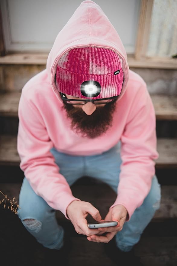 ATNKE LED Lighted Beanie Hat,USB Rechargeable 4 LED Running Headlamp Bright Cap with The Light Gifts for Men and Women