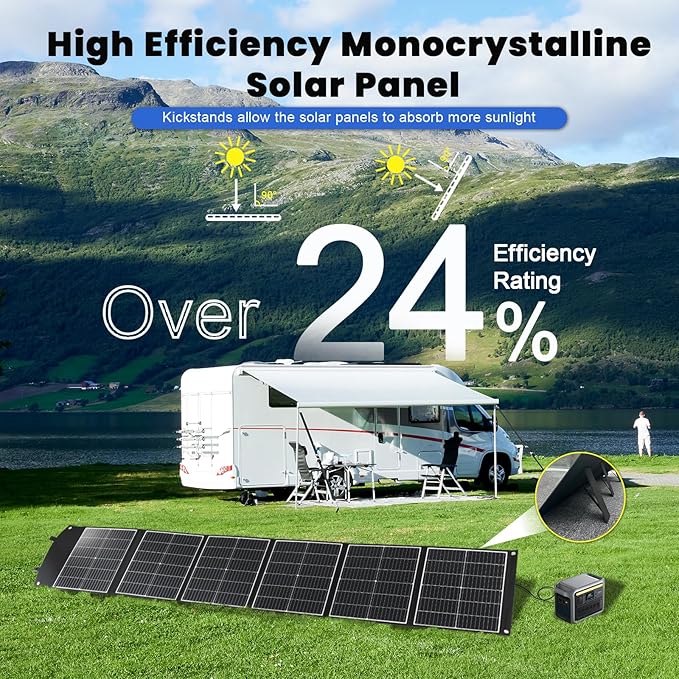 200 Watt Portable Solar Panel, Foldable Solar Panel Charger with Kickstands, QC3.0 USB-A USB-C & MC4 Output for Phone/Power Bank/Power Station, IP65 Waterproof for Camping Hiking RV Blackout