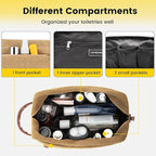 Vorspack Travel Toiletry Bag - Hanging Toiletry Bag for Men Water Resistant Canvas Shaving Bag with Large Capacity for Travel - Brown