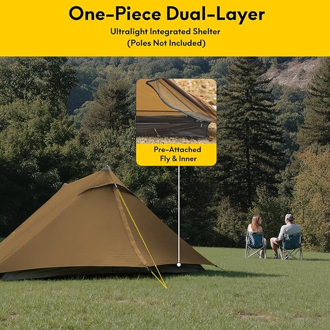 LANSHAN Ultralight Tent 3-Season Backpacking Tent for 1-Person or 2-Person Camping, Trekking, Kayaking, Climbing, Hiking