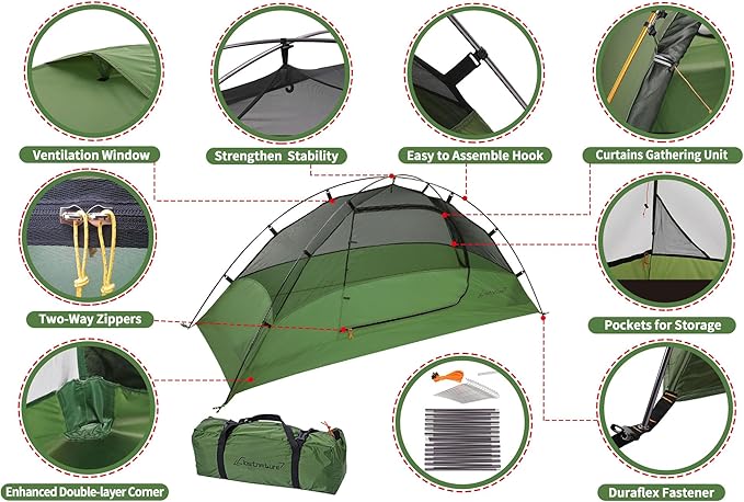 Clostnature Crux Lightweight Tent for Backpacking - 1/2/3/4 Person Ultralight Backpacking Tent, Waterproof Easy Setup Camping Tent, Hiking Tent for Outdoor, Hiking and Mountaineering