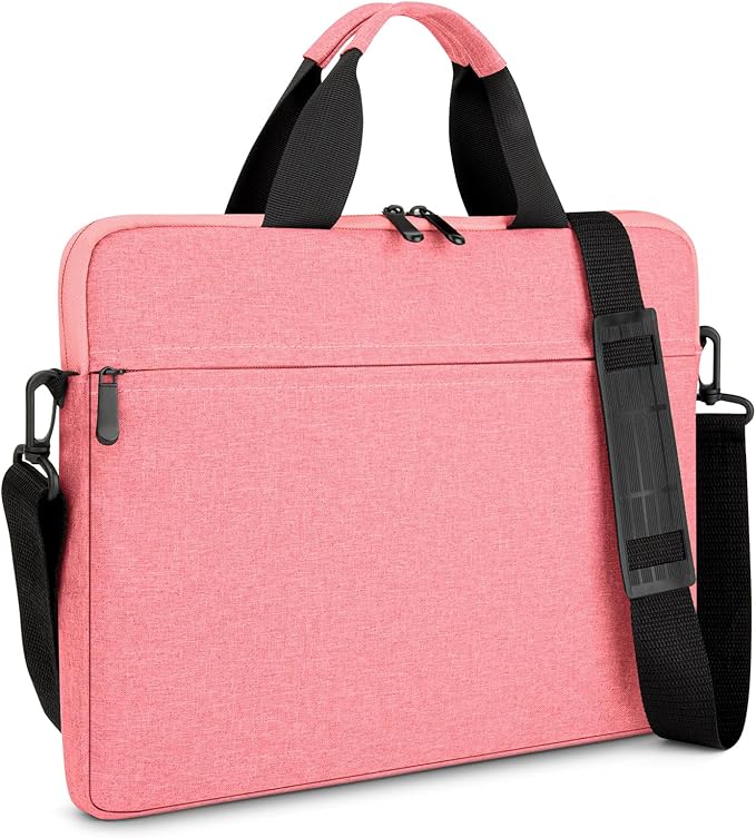 14-15 Inch Laptop Shoulder Messenger Bag Carrying Case Briefcase Slim Protective Computer Sleeve with Handle Strap Pocket for MacBook Acer ASUS HP Surface Dell Chromebook, Pink