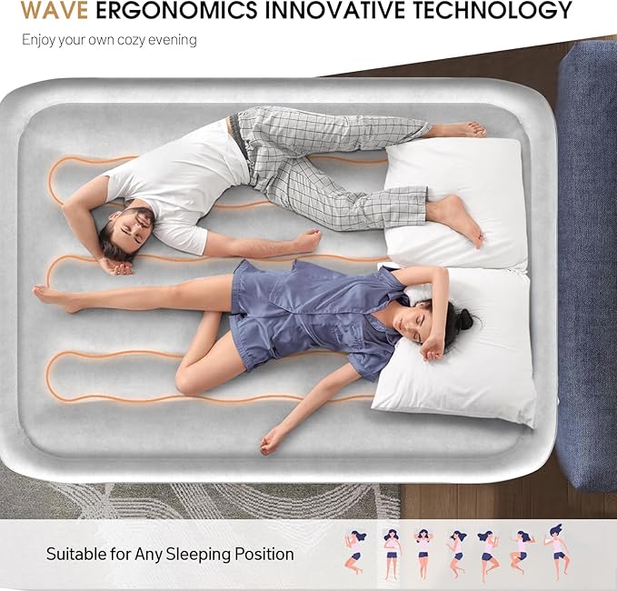 DIVON Air Mattress Full with Built in Pump,18’’High Blow Up Mattress Full with Wave Pattern,Self Inflation/Deflation Mattress in 3 Mins, Air Bed for Home&Camping,660lbs