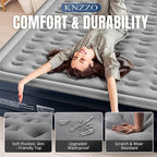 King Air Mattress with Built-in Pump, 18" Top Inflatable Mattress with Waterproof Flocking Fabric, Three-Minute Quick-Inflatable Bed. Portable Blow Up Mattress for Home, Outdoor and Guests