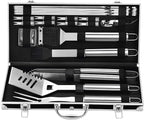 Grilljoy BBQ Accessories Grill Tools Set - 22PCS Stainless Steel Barbecue Grill Accessories for Outdoor Grill with Black Aluminum Case - Grilling Gifts for Men Dad -Grill Tools Kit