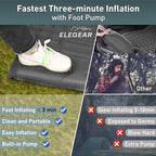 Elegear Double Sleeping Pad for Camping, 4.7" Ultra-Thick Self Inflating Camping Pad 2 Person with Pillow Built-in Foot Pump Camping Sleeping Mat for Backpacking, Hiking, Portable Camping Pad