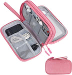 Skycase Electronic Organizer Travel Case - Waterproof Travel Cord Pouches for Organization, Cable Organizer, All-in-One Double Layers Storage Bag for Accessories, Charger, Cable, Pink- Large