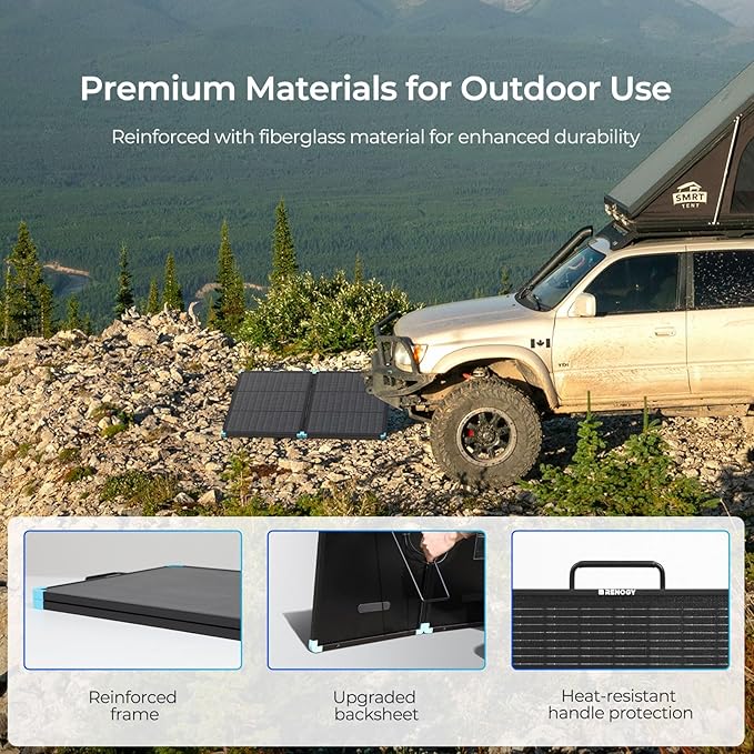 Renogy 100 Watt Solar Panel Suitcase, N-Type 100W Portable Foldable Solar Panels, 25% High Efficiency with 19% Lighter, Fast Setup with Kickstands, IP67 Waterproof for RV, Camping, Off-Grid, Blackouts