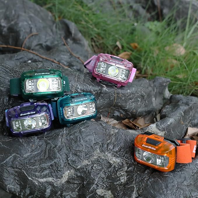EverBrite Headlamp, 5 Pack Kids Headlamp with Red Light and Memory Function, Head Lamp for Adults and Kids with 5 Modes, Bright Headlamps for Camping, Running, Batteries Included