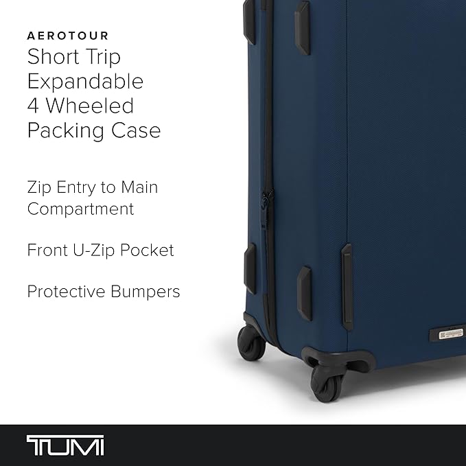 TUMI - Aerotour 4 Wheel Expandable Luggage - Men's and Women's Lightweight Business and Leisure Travel Suitcase - 26" Short Trip Expandable Packing Case, Navy