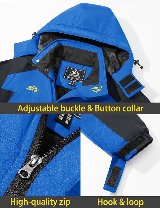 TACVASEN Men's Winter Ski Jacket Waterproof Snow Coats Snowboard Fleece Lining Jacket Warm Parka with Hooded