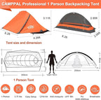 1 Person Tent for Camping Hiking Mountain Hunting Backpacking Tents 4 Season Resistance to Windproof Rainproof and Waterproof