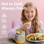 15 oz Soup Thermo for Hot Food Kids Insulated Food Jar with Spoon,Lunch Thermo Container, Width Mouth Vacuum Stainless Steel Food Thermo for School Travel, Leakproof, Easy to Open(Yellow)