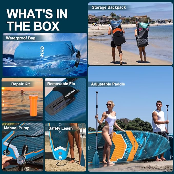 Paddle Board, Inflatable Stand Up SUP Paddle Boards for Adults & Youths of All Skill Levels, Wide & Non-Slip Deck Design Blow Up Paddleboards with Premium Accessories & Storage Bag