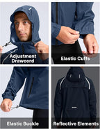 Men's Cycling Rain Jackets Waterproof Running Bike Windbreaker Lightweight Packable Hooded Jacket