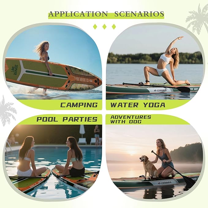 11 ft Extra Wide Inflatable Paddle Board with Accessories, Stand Up Paddleboard for 2 Person, All Around SUP Board for Adults, Fishing, Yoga