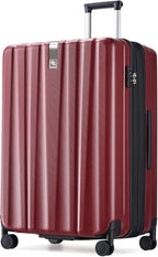 Hanke 29 Inch Expandable Checked Luggage Lightweight PC Hard Shell Luggage Suitcases with Wheels Tsa Luggage Rolling Large Suitcase Travel Luggage Bag for Study Abroad(Burgundy)